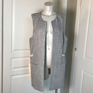 KENSIE BLUE & CREAM OVERSIZED BLACK VEST‎